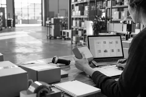 E-Commerce-Team kontrolliert Produktdaten und Bestände für mehrere Marktplätze